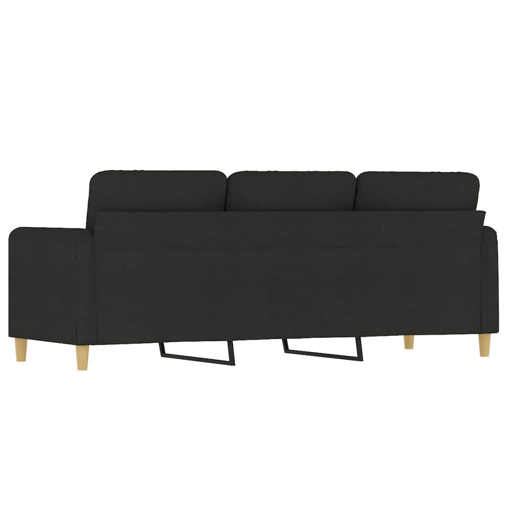 3-Seater Sofa Black Fabric 180 cm Price