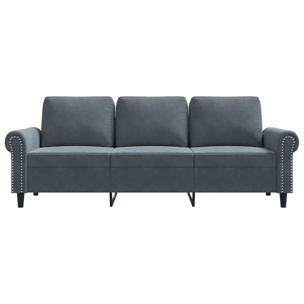 3-Seater Sofa Dark Grey 180 cm Velvet Price