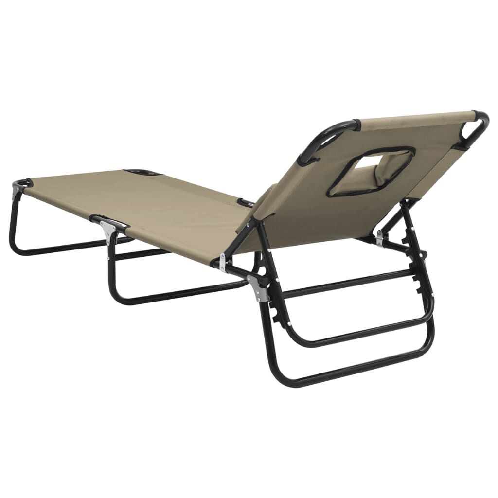 Folding Sun Lounger Taupe Oxford Fabric and Powder-coated Steel Price