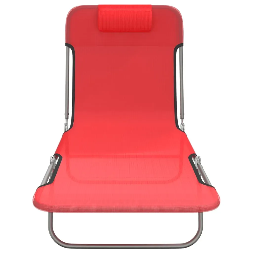 Folding Sun Loungers 2 pcs Red Textilene and Steel Price