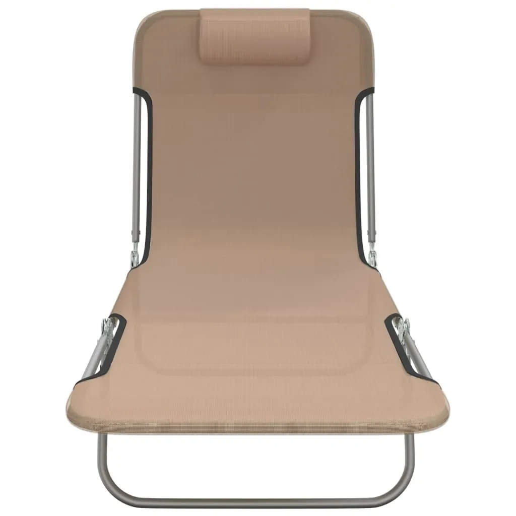 Folding Sun Loungers 2 pcs Taupe Textilene and Steel Price