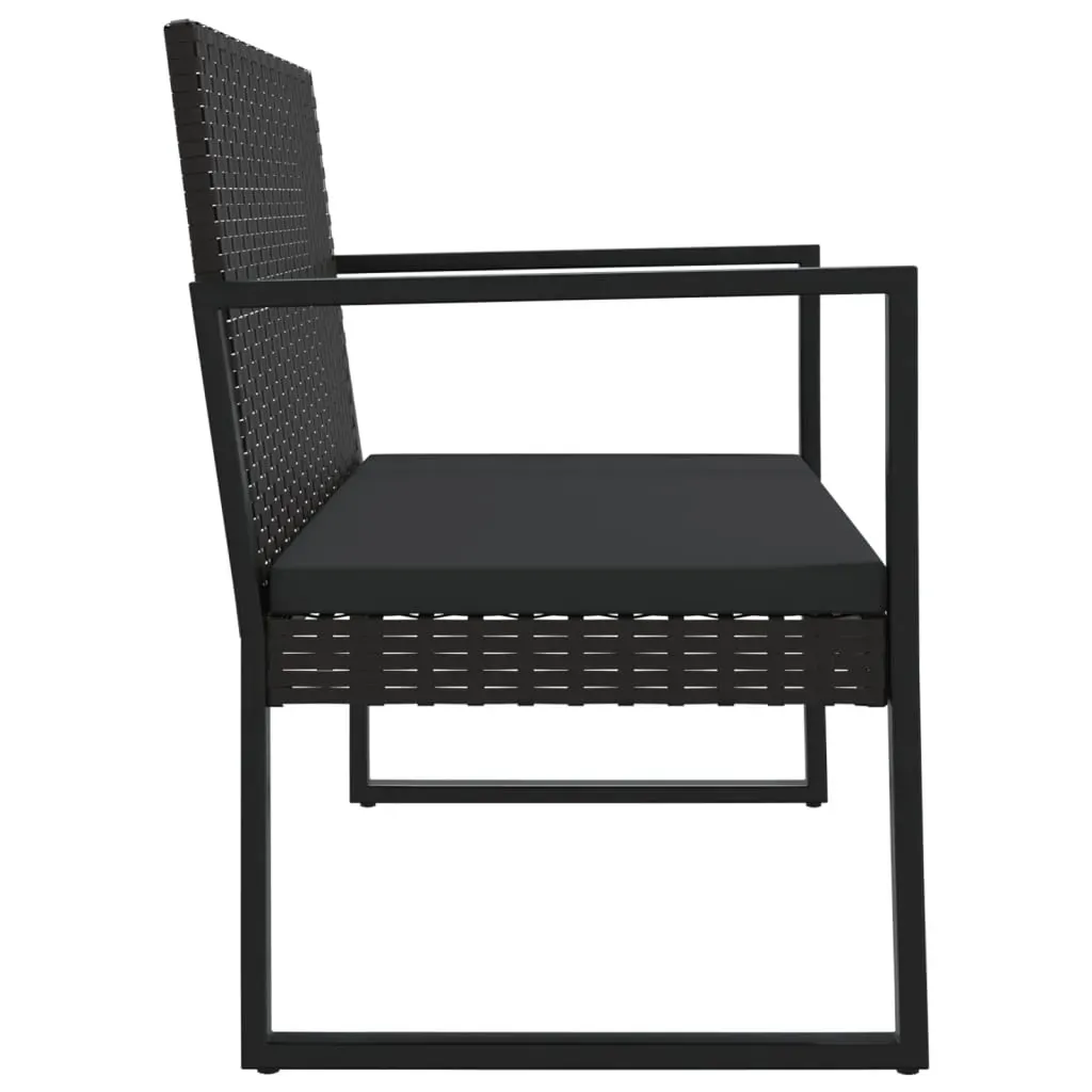 Garden Bench with Cushions Black 106 cm Poly Rattan Price