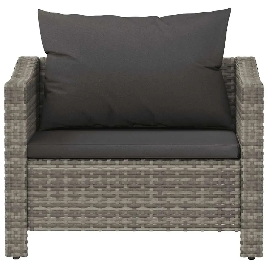 Garden Armchair with Cushion Grey Poly Rattan Price