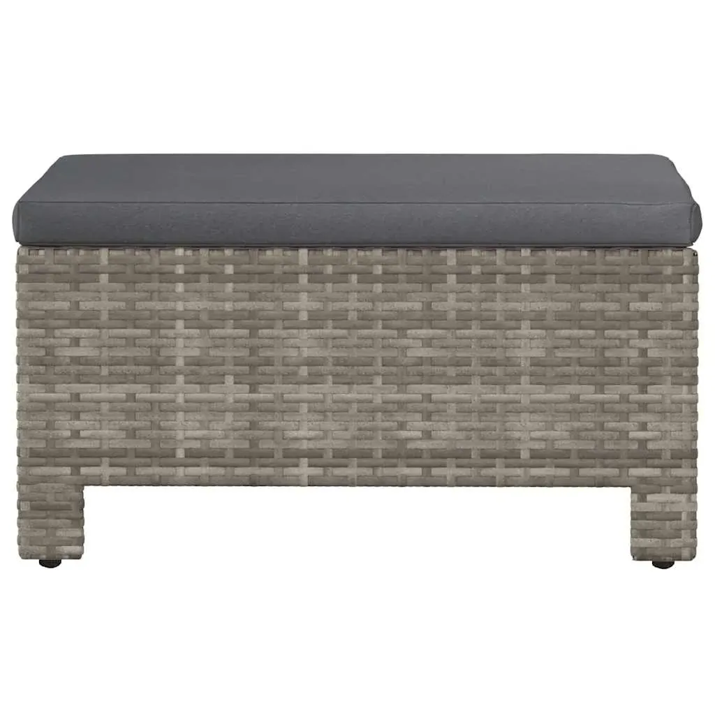 Garden Footrest with Cushion Grey Poly Rattan Price