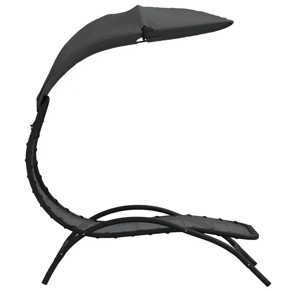 Sun Lounger with Canopy Dark Grey 167x80x195 cm Fabric&Steel Price