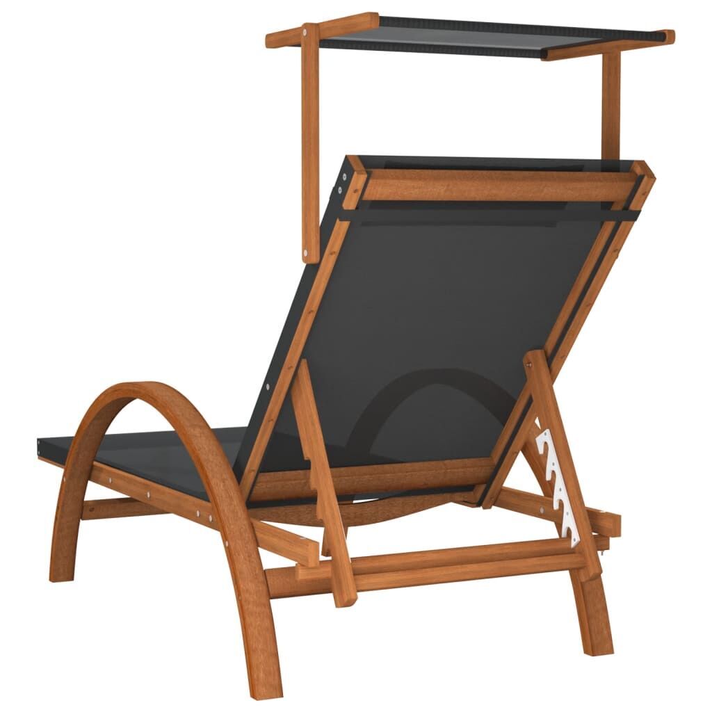 Sun Lounger with Canopy Grey Textilene and Solid Wood Poplar Price