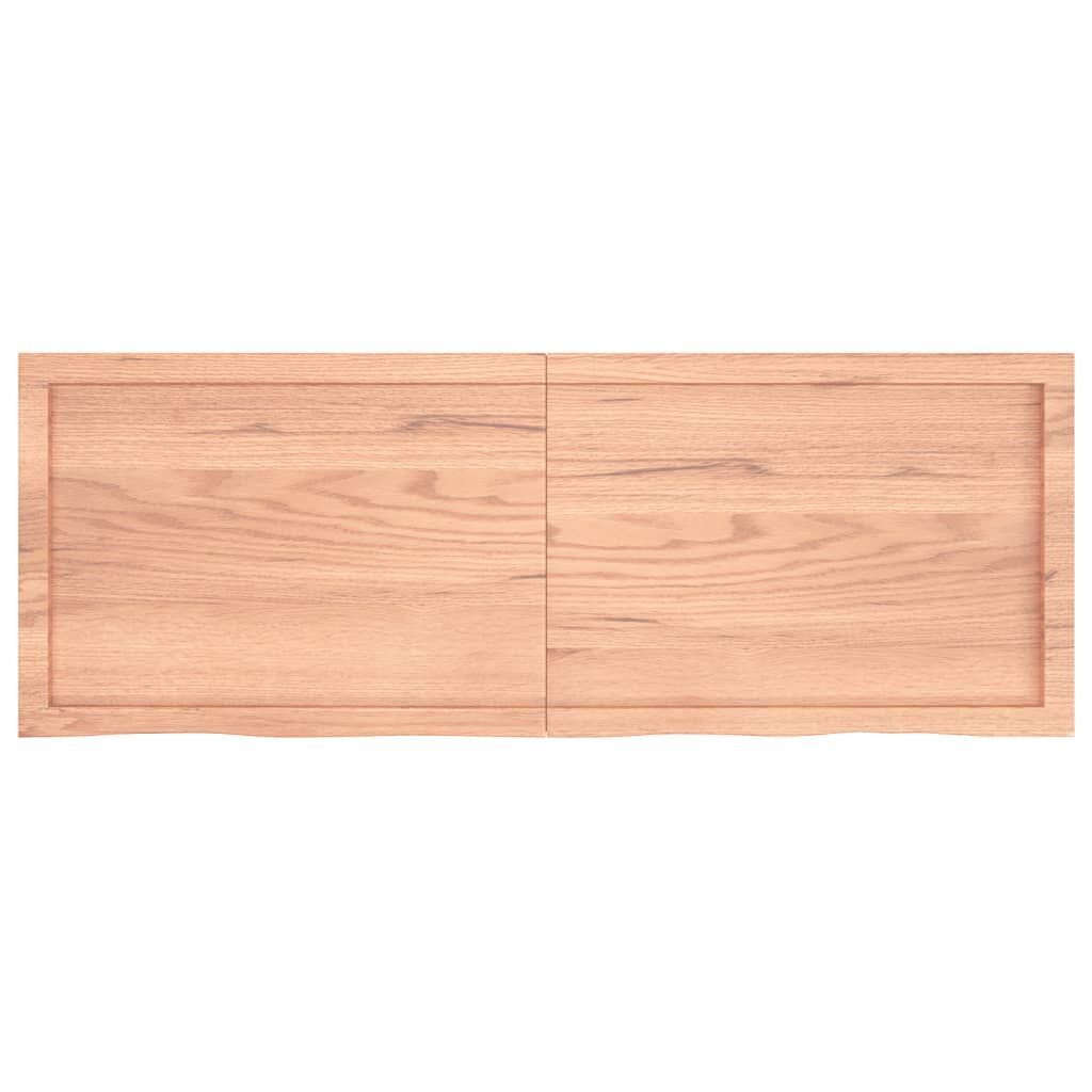 Wall Shelf Light Brown 140x50x(2-4) cm Treated Solid Wood Oak Price