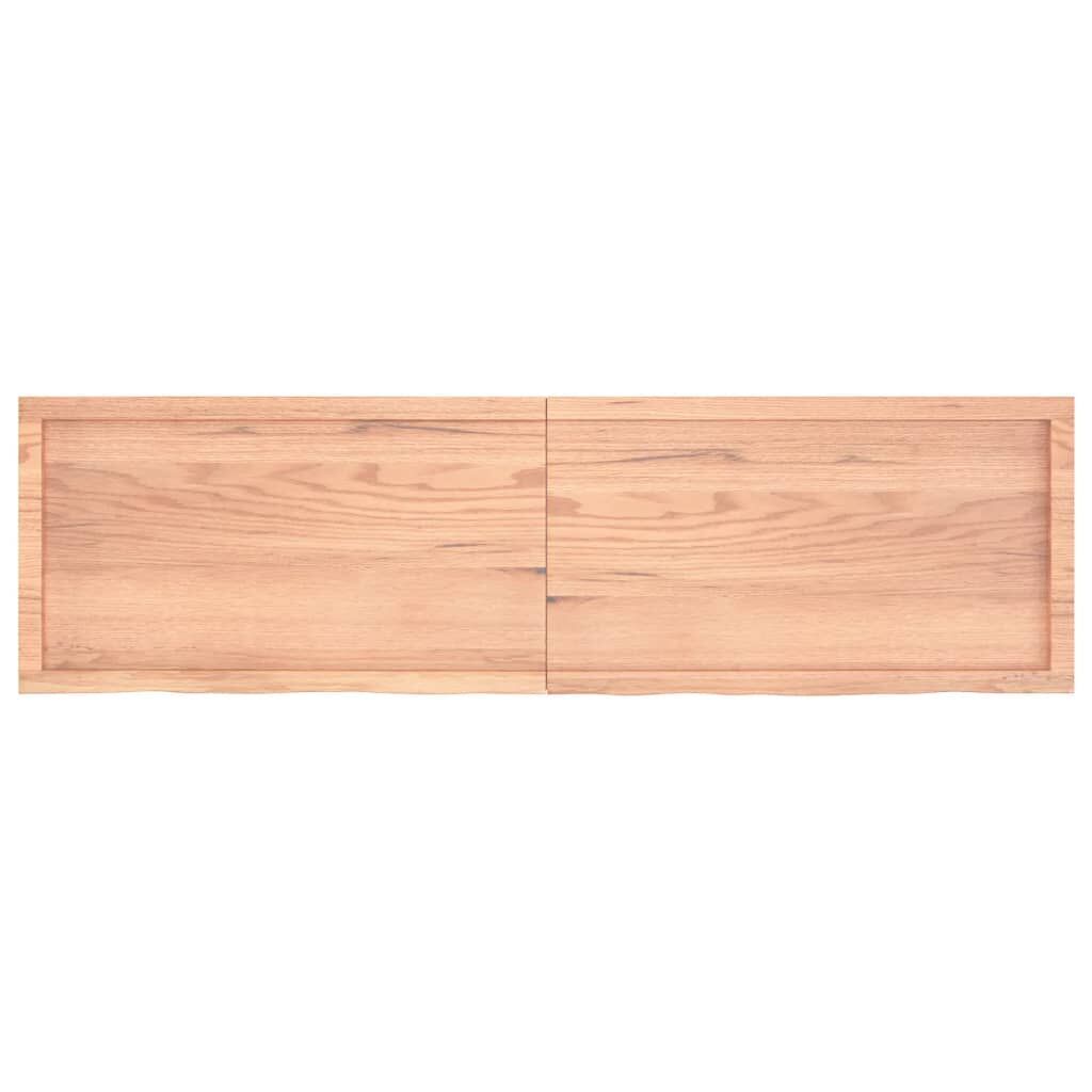 Wall Shelf Light Brown 180x50x(2-4) cm Treated Solid Wood Oak Price