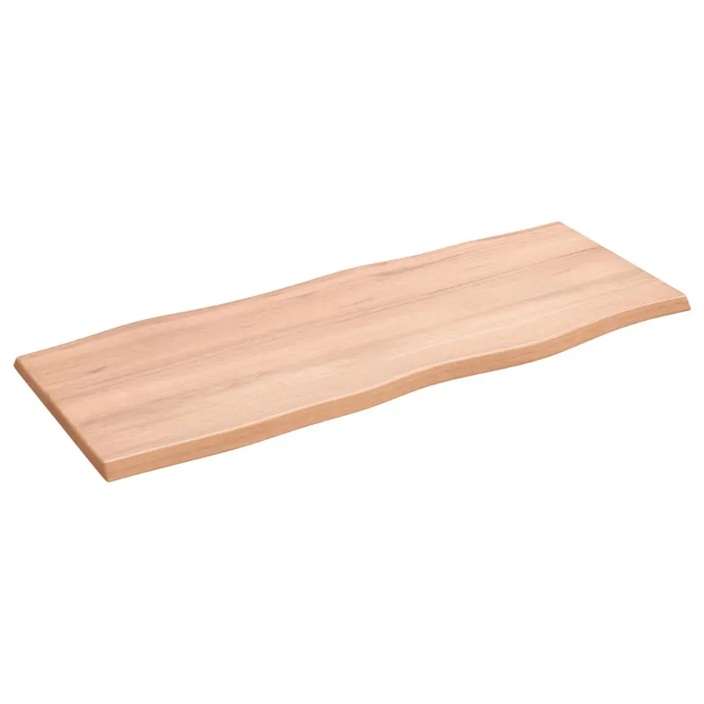 Table Top Light Brown 100x40x2 cm Treated Solid Wood Oak Live Edge Price