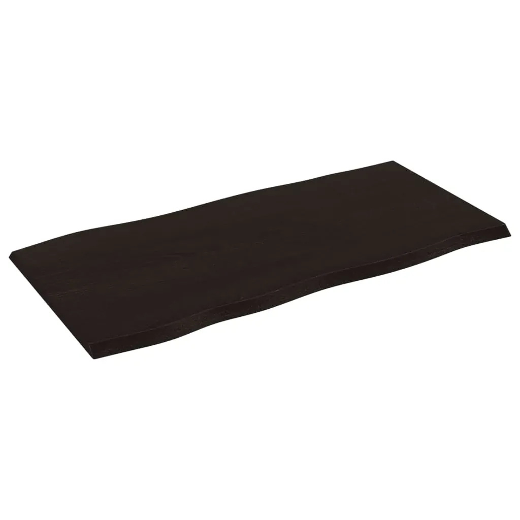 Table Top Dark Brown 100x50x2 cm Treated Solid Wood Oak Live Edge Price