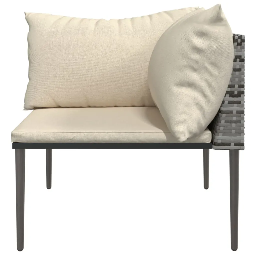 Garden Corner Sofa with Cushions Grey Poly Rattan Price