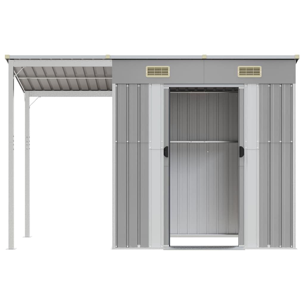 Garden Shed with Extended Roof Light Grey 277x110.5x181 cm Steel Price