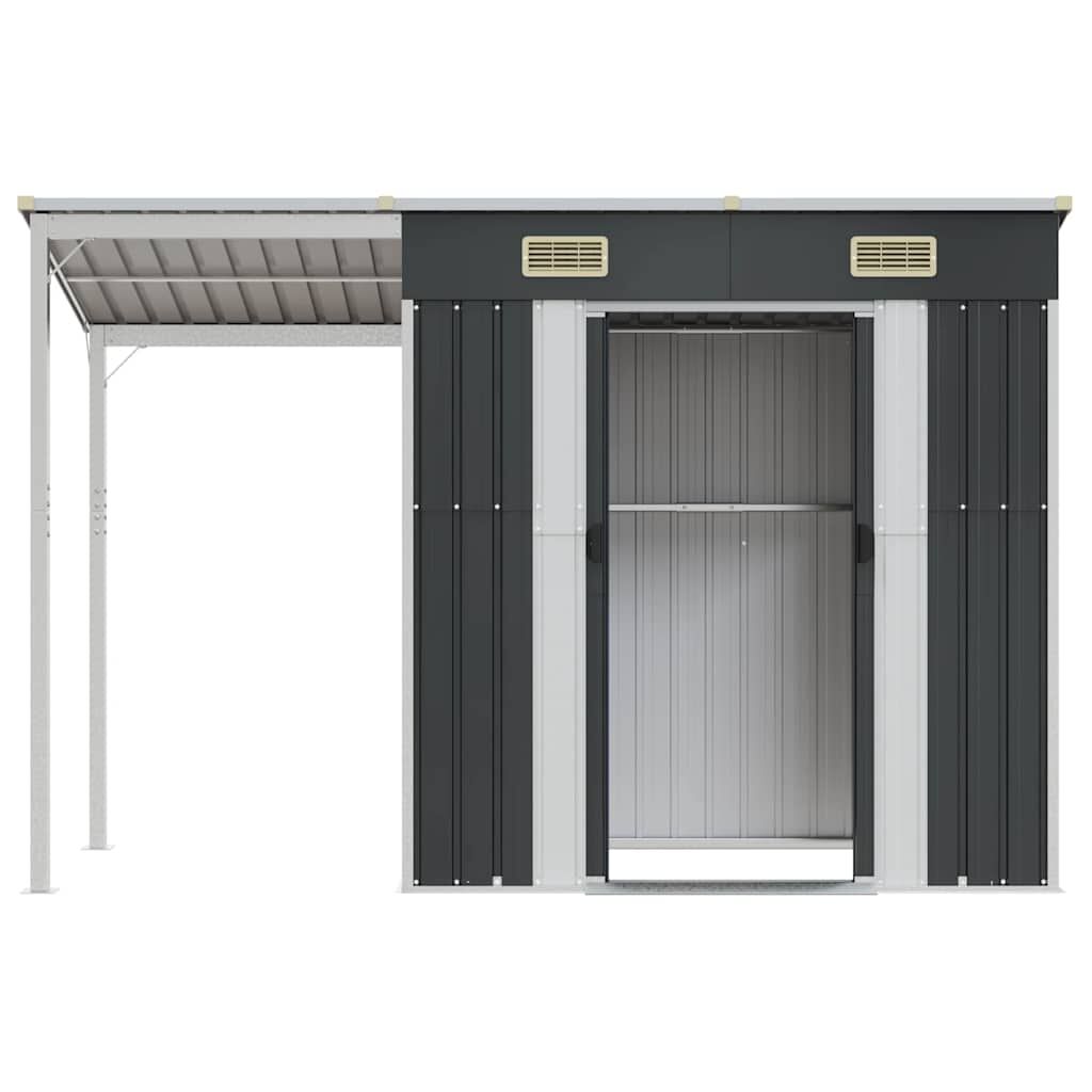 Garden Shed with Extended Roof Anthracite 277x110.5x181 cm Steel Price