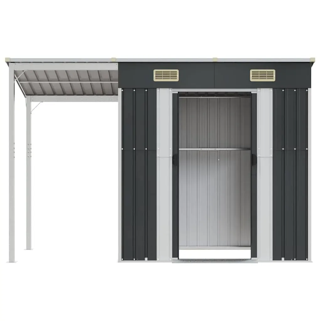 Garden Shed with Extended Roof Anthracite 277x107x181 cm Steel Price