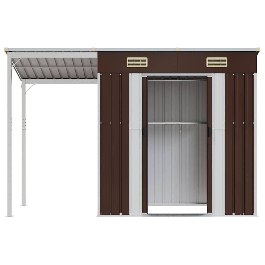 Garden Shed with Extended Roof Brown 277x110.5x181 cm Steel Price
