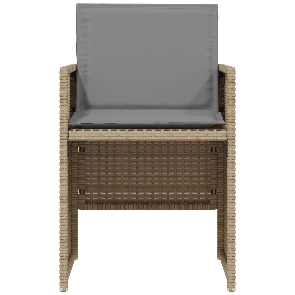 3 Piece Bistro Set with Cushions Mix Beige Poly Rattan Price