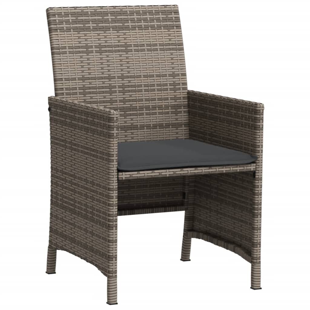 3 Piece Bistro Set with Cushions Grey Poly Rattan Price