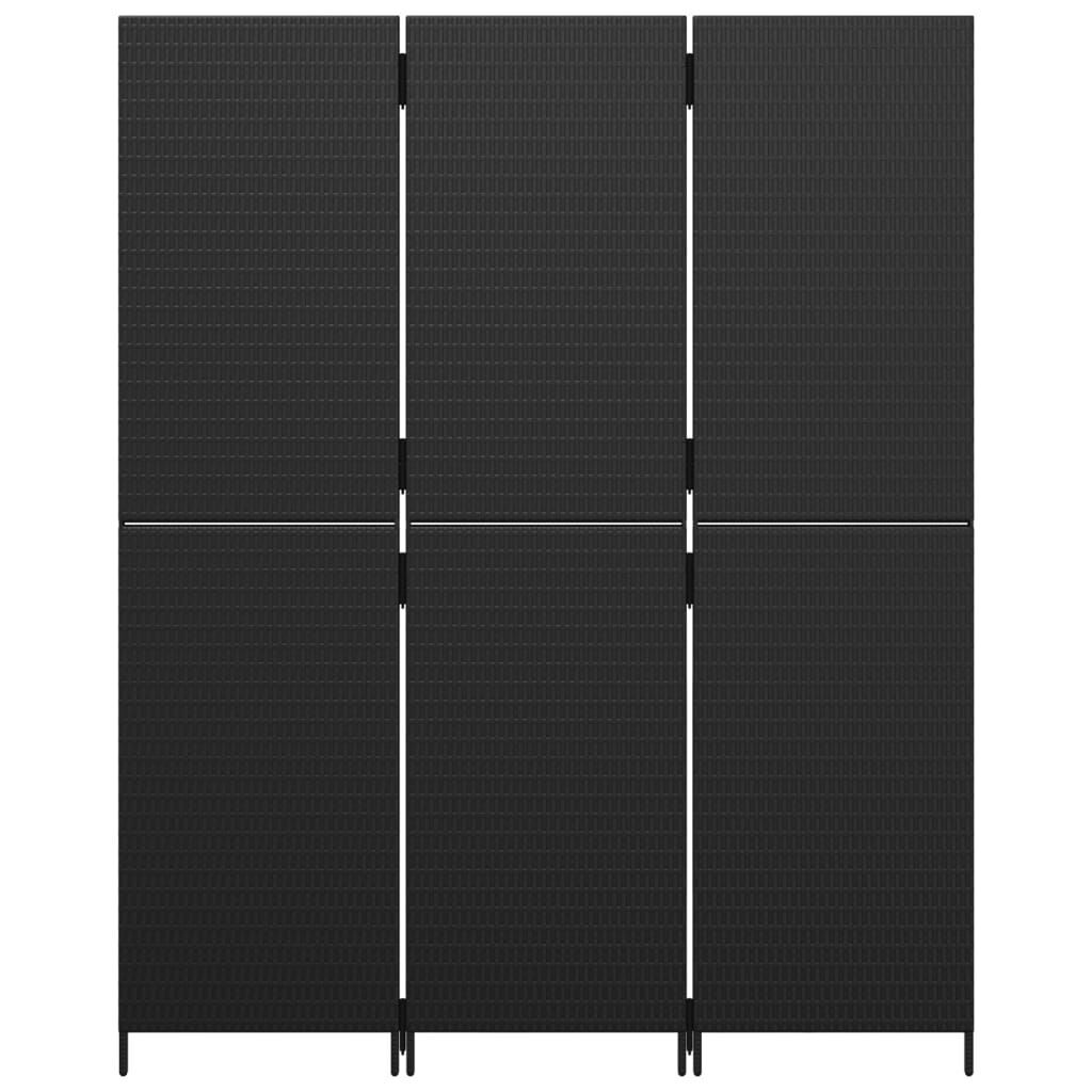 Room Divider 3 Panels Black Poly Rattan Price