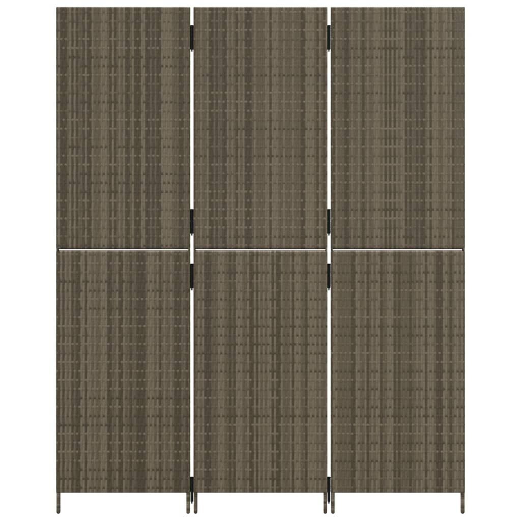 Room Divider 3 Panels Grey Poly Rattan Price