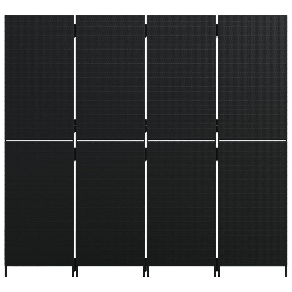Room Divider 4 Panels Black Poly Rattan Price