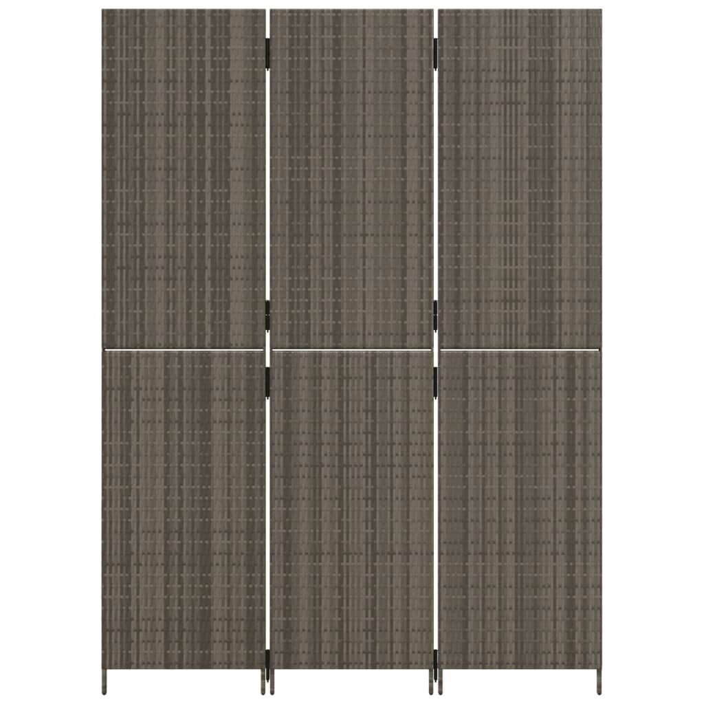 Room Divider 3 Panels Grey Poly Rattan Price