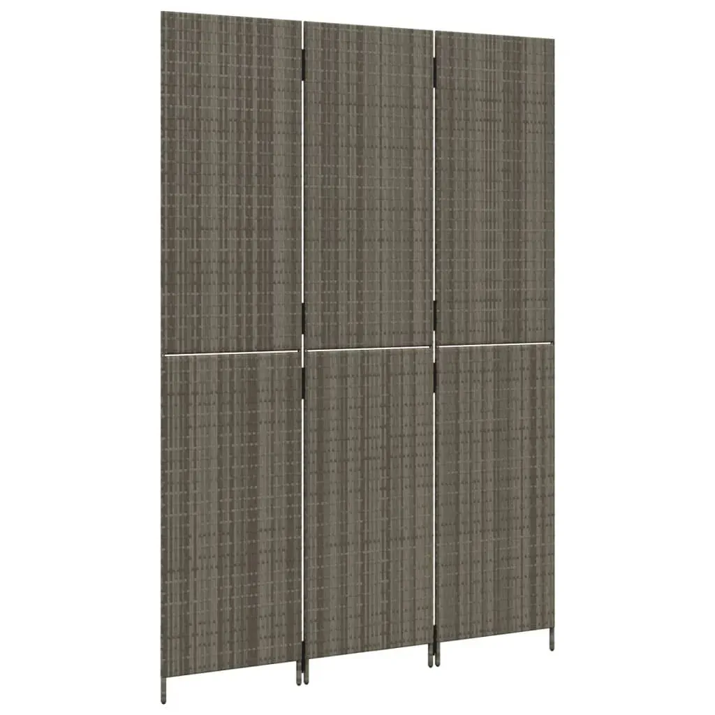 Room Divider 3 Panels Grey Poly Rattan Price