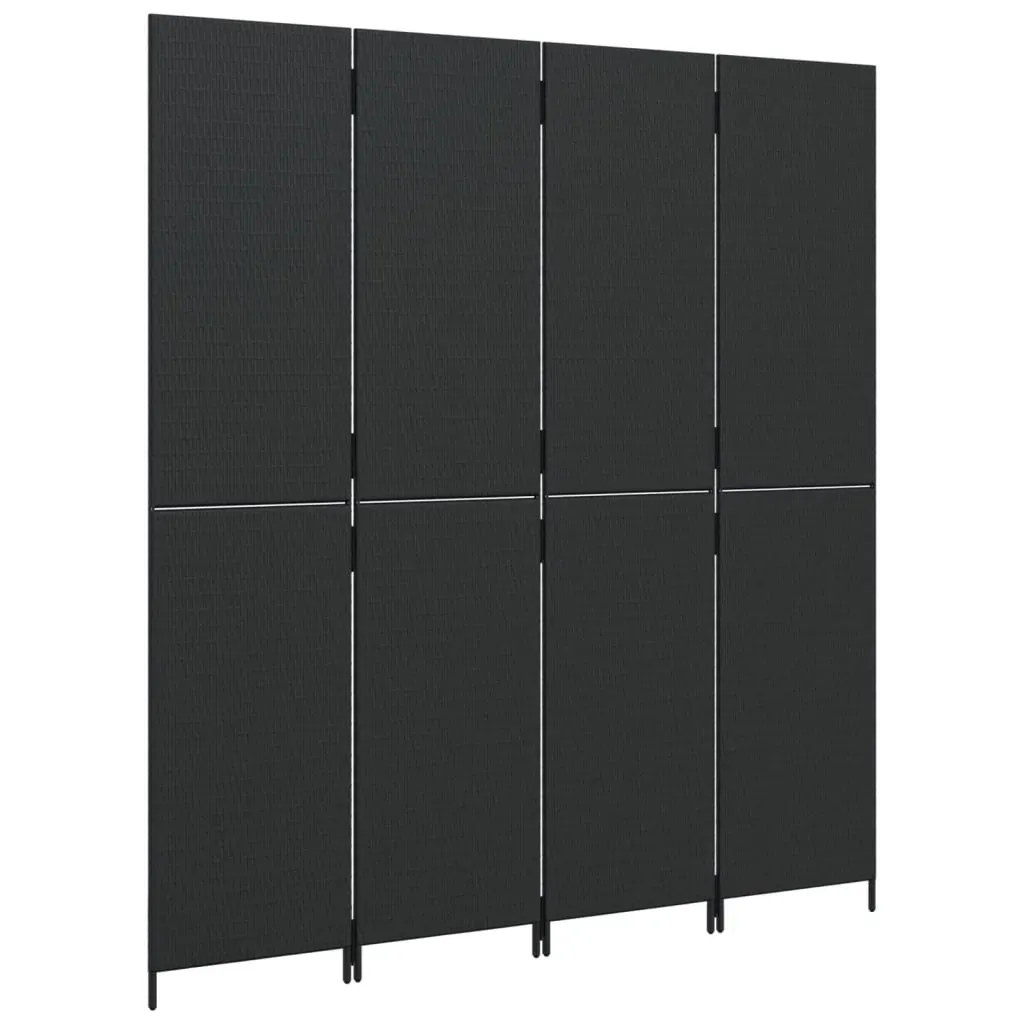 Room Divider 4 Panels Black Poly Rattan Price