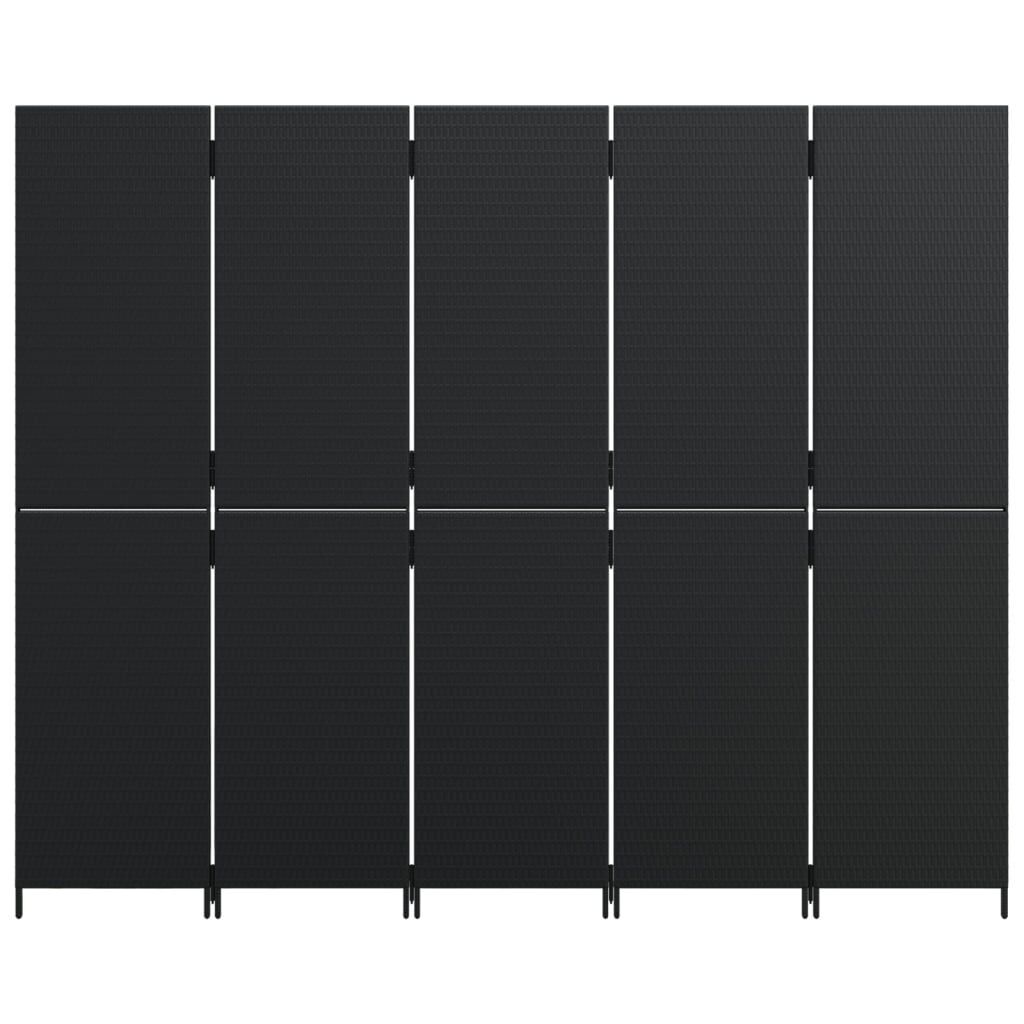 Room Divider 5 Panels Black Poly Rattan Price