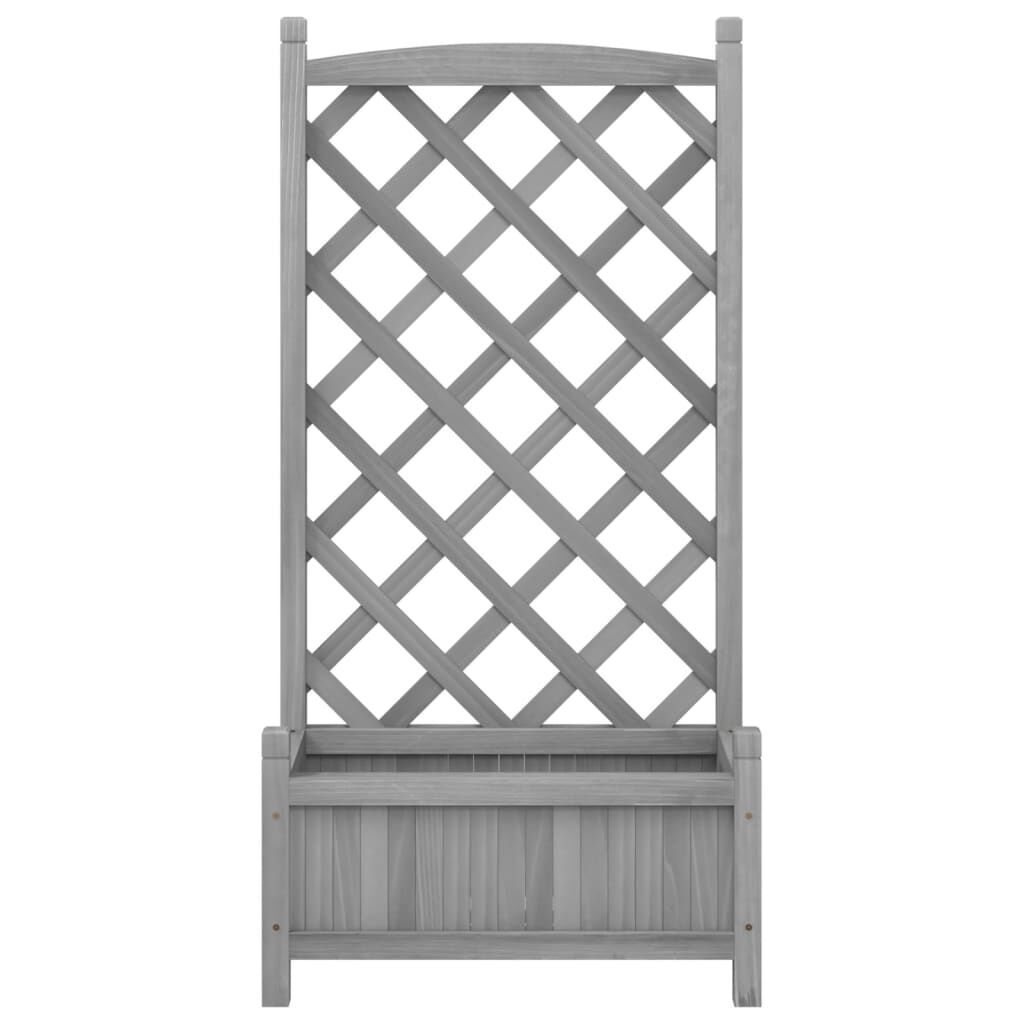 Planter with Trellis Grey Solid Wood Fir Price