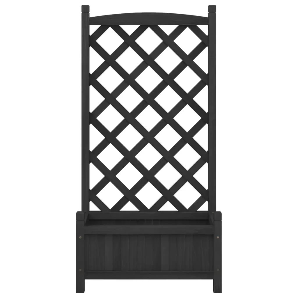 Planter with Trellis Black Solid Wood Fir Price