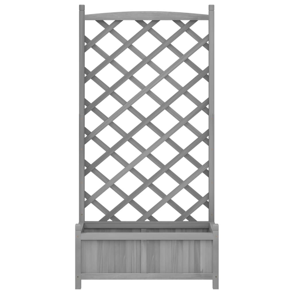 Planter with Trellis Grey Solid Wood Fir Price