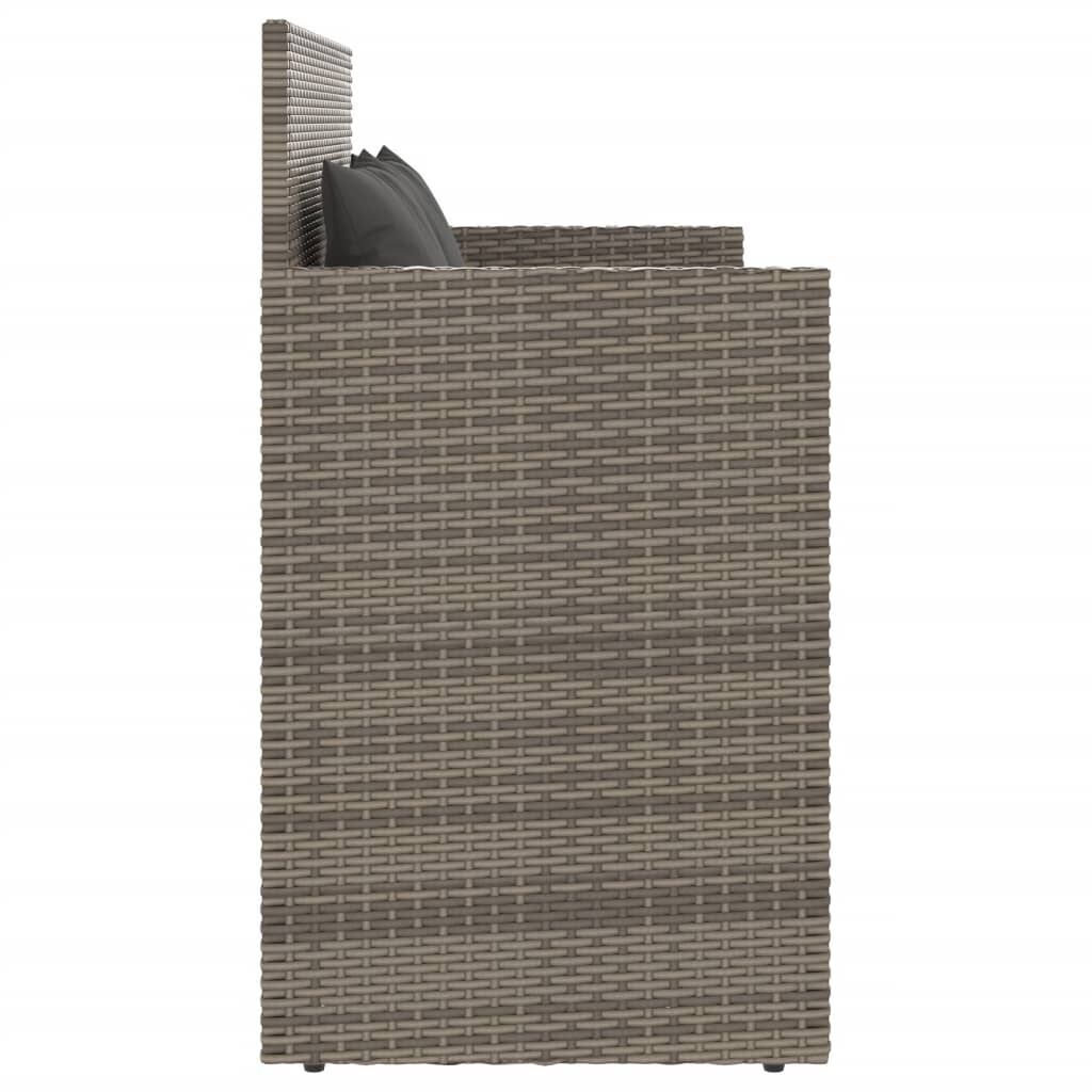 Garden Bench with Cushions Grey Poly Rattan Price