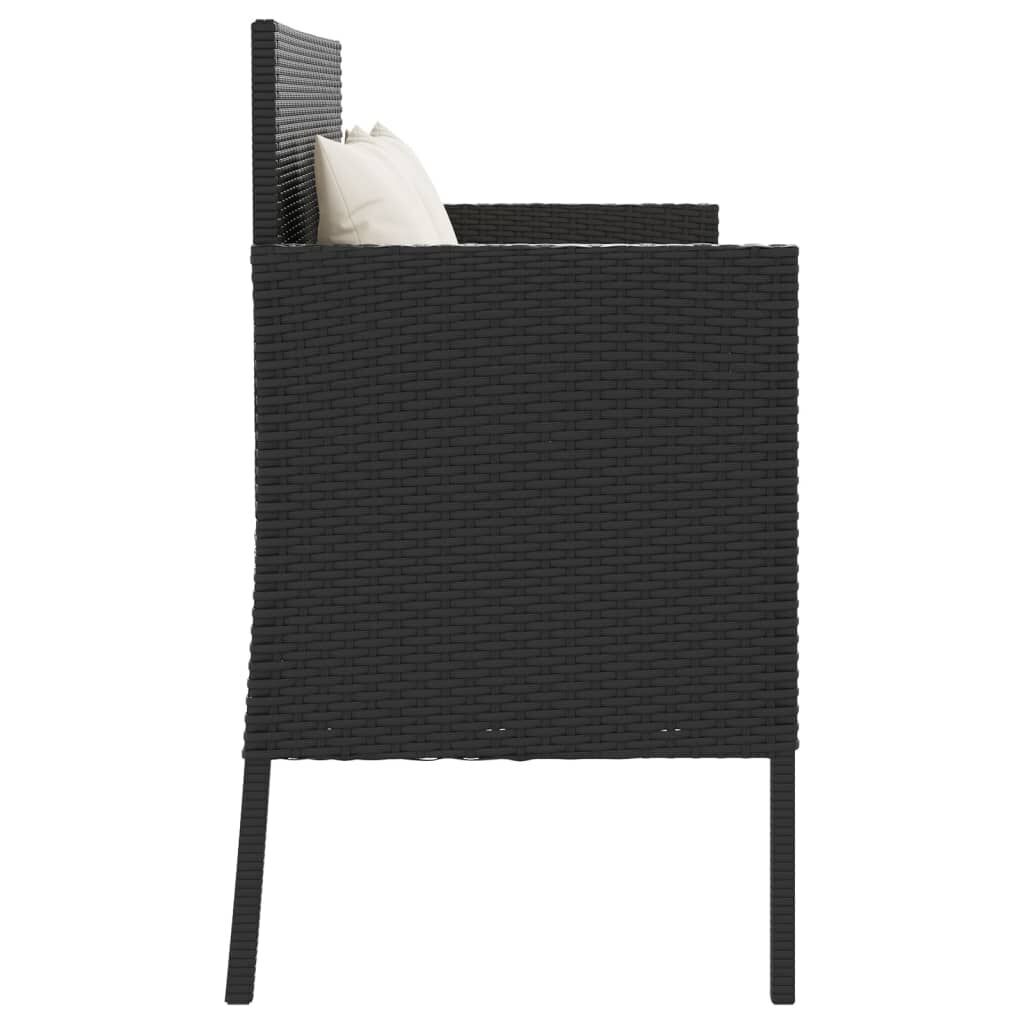 Garden Bench with Cushions Black Poly Rattan Price