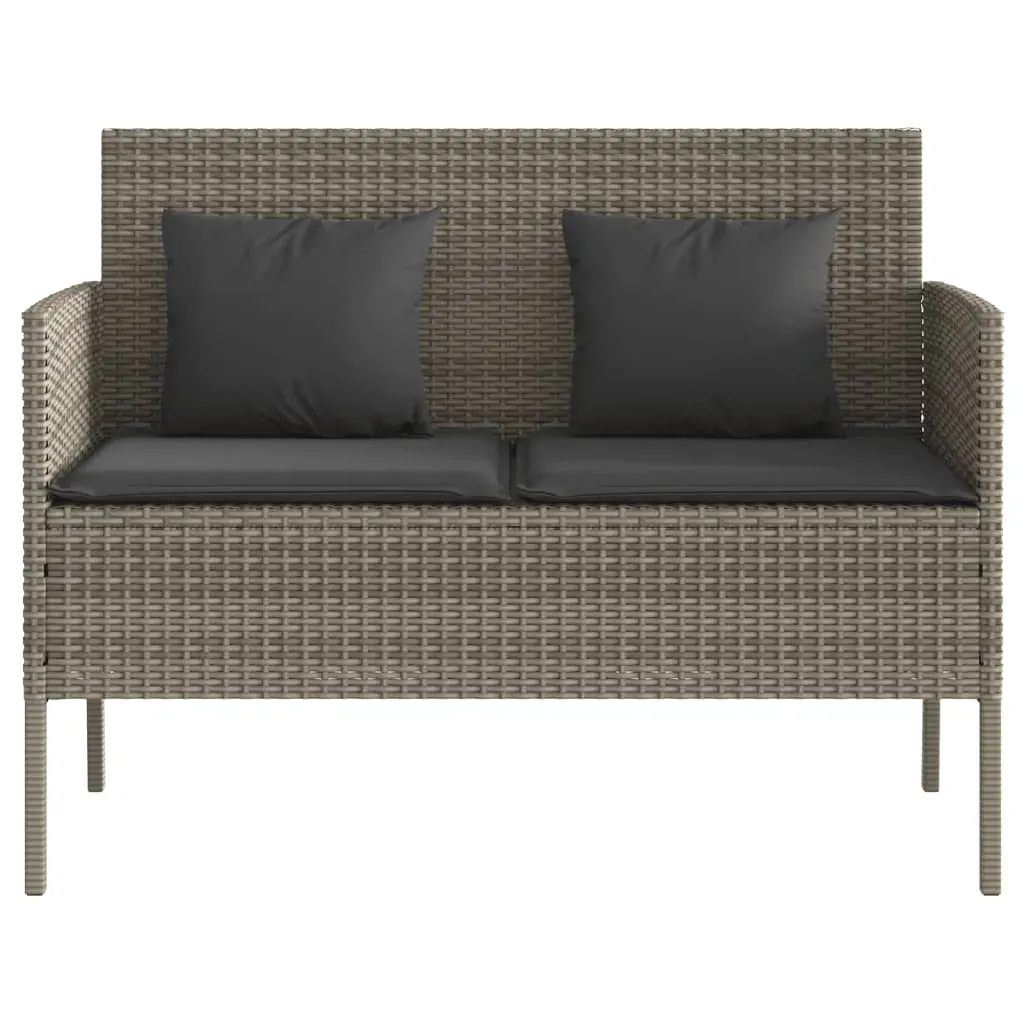 Garden Bench with Cushions Grey Poly Rattan Price