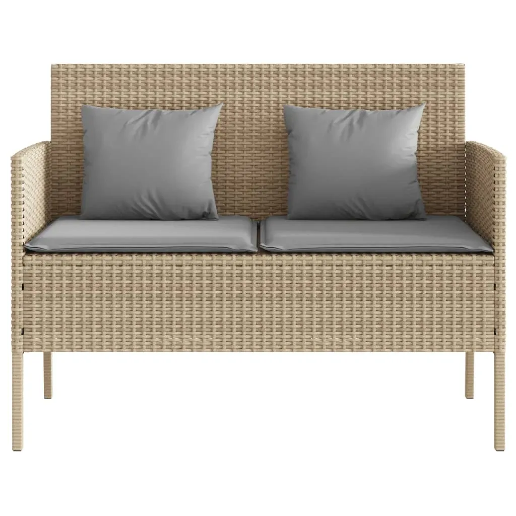 Garden Bench with Cushions Beige Poly Rattan Price