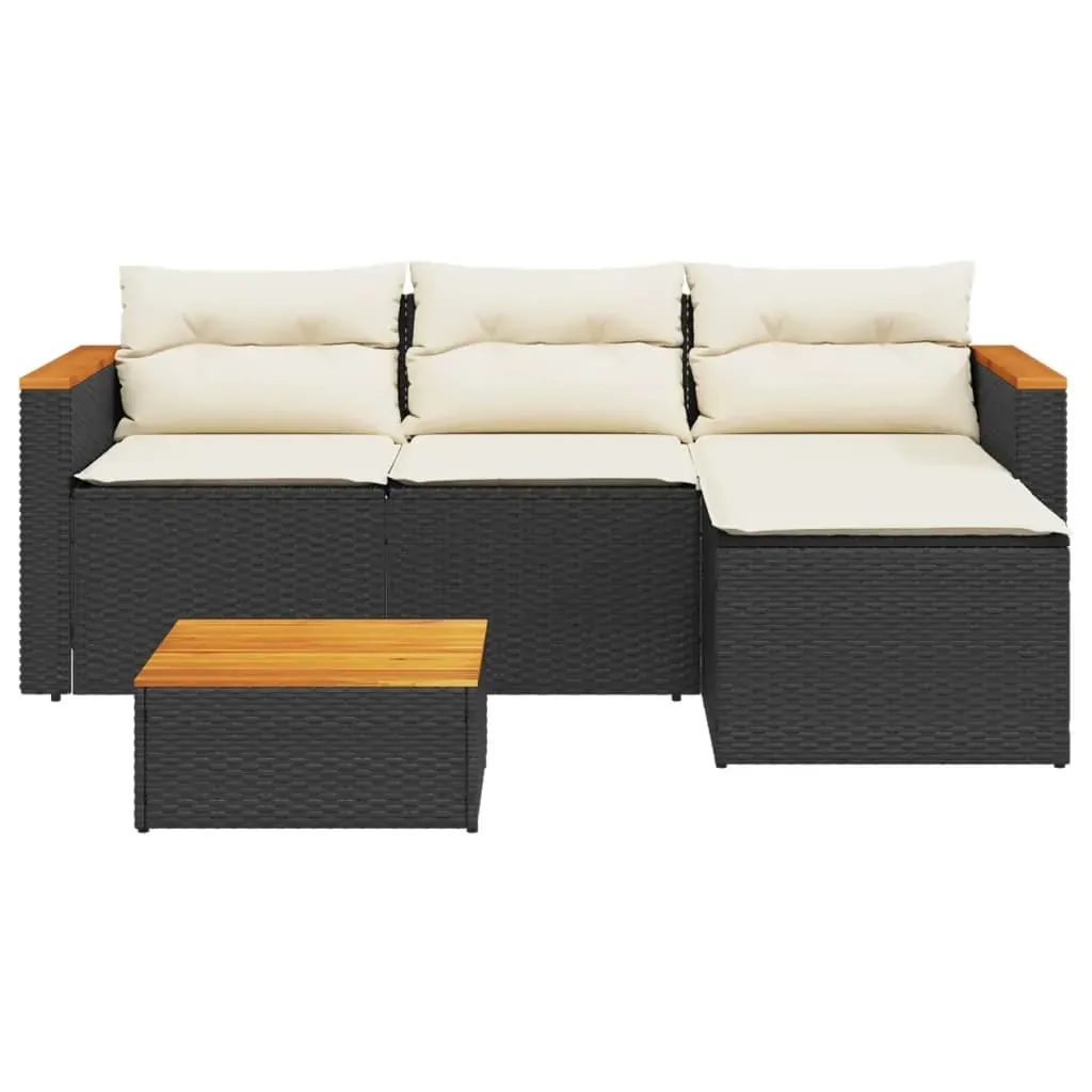 3 Piece Garden Sofa Set with Cushions Black Poly Rattan Price