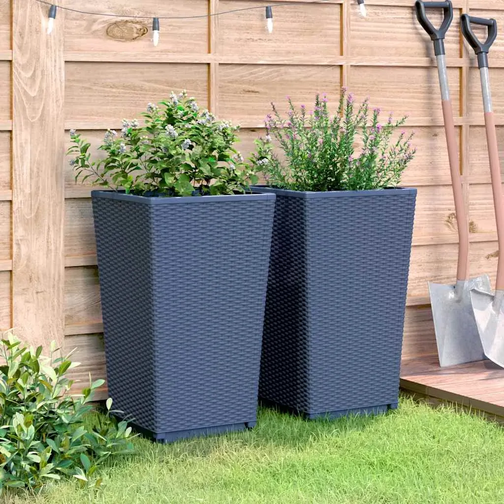 Garden Planters 2 pcs Blue Grey 32.5x32.5x57 cm PP Price