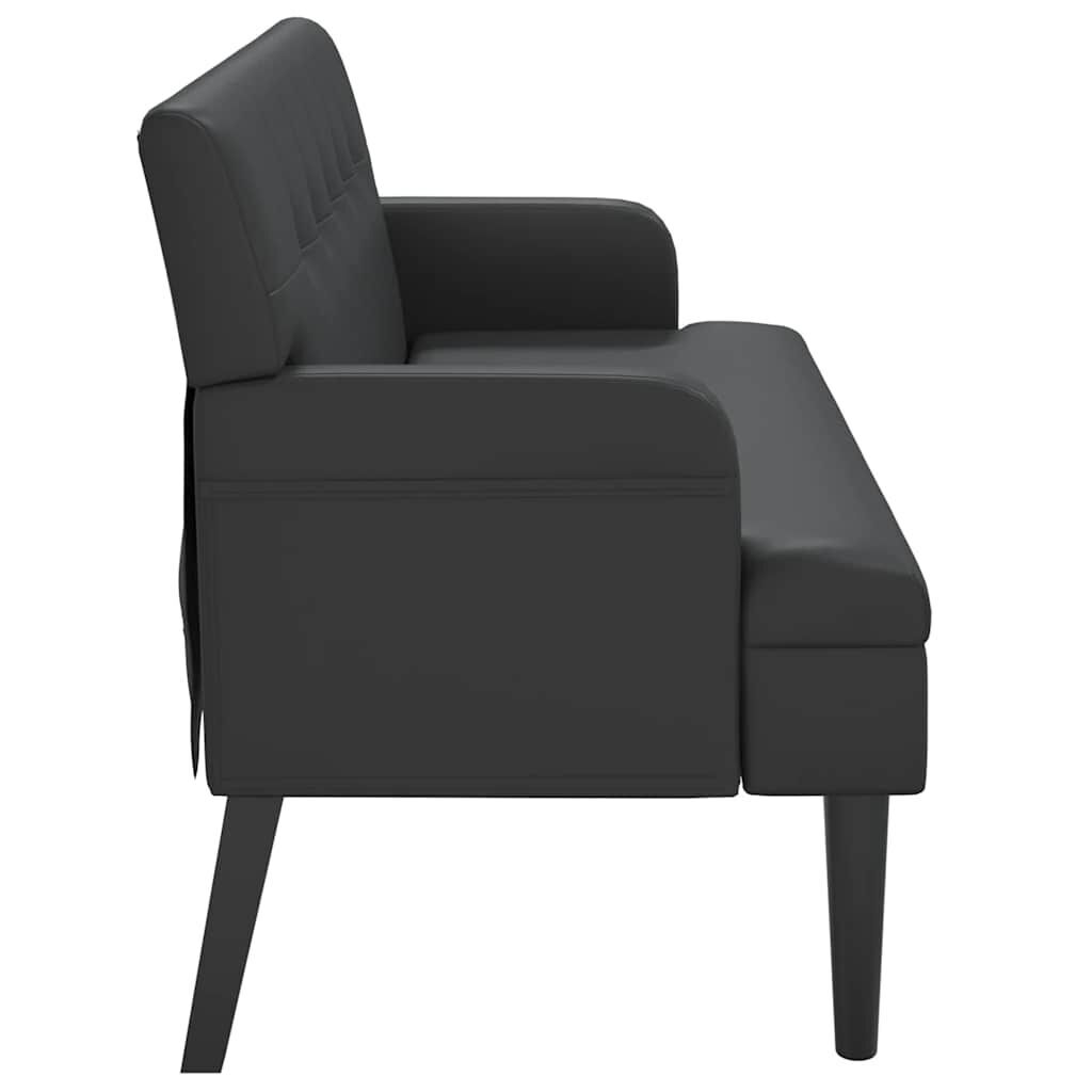 Bench with Backrest Black 112x65.5x75 cm Faux Leather Price