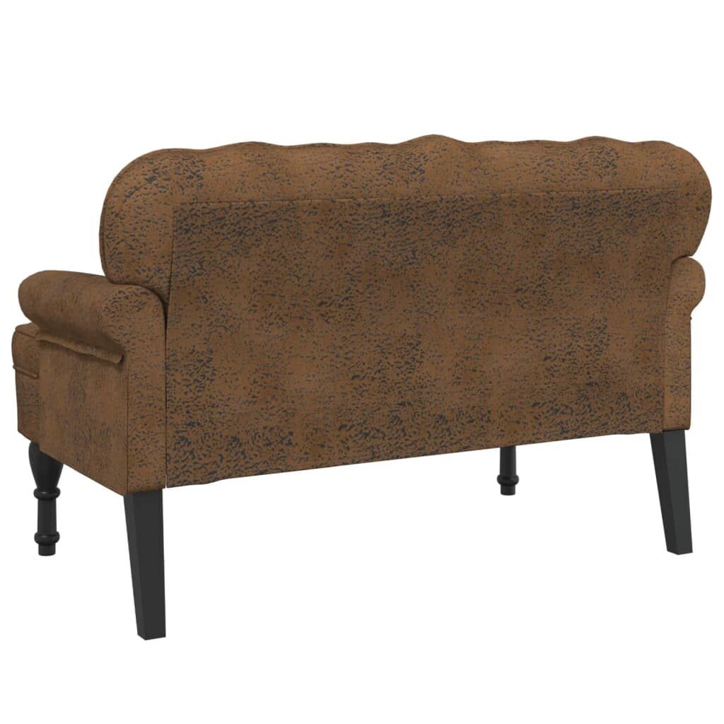 Bench with Backrest Brown 119.5x64.5x75 cm Faux Suede Leather Price