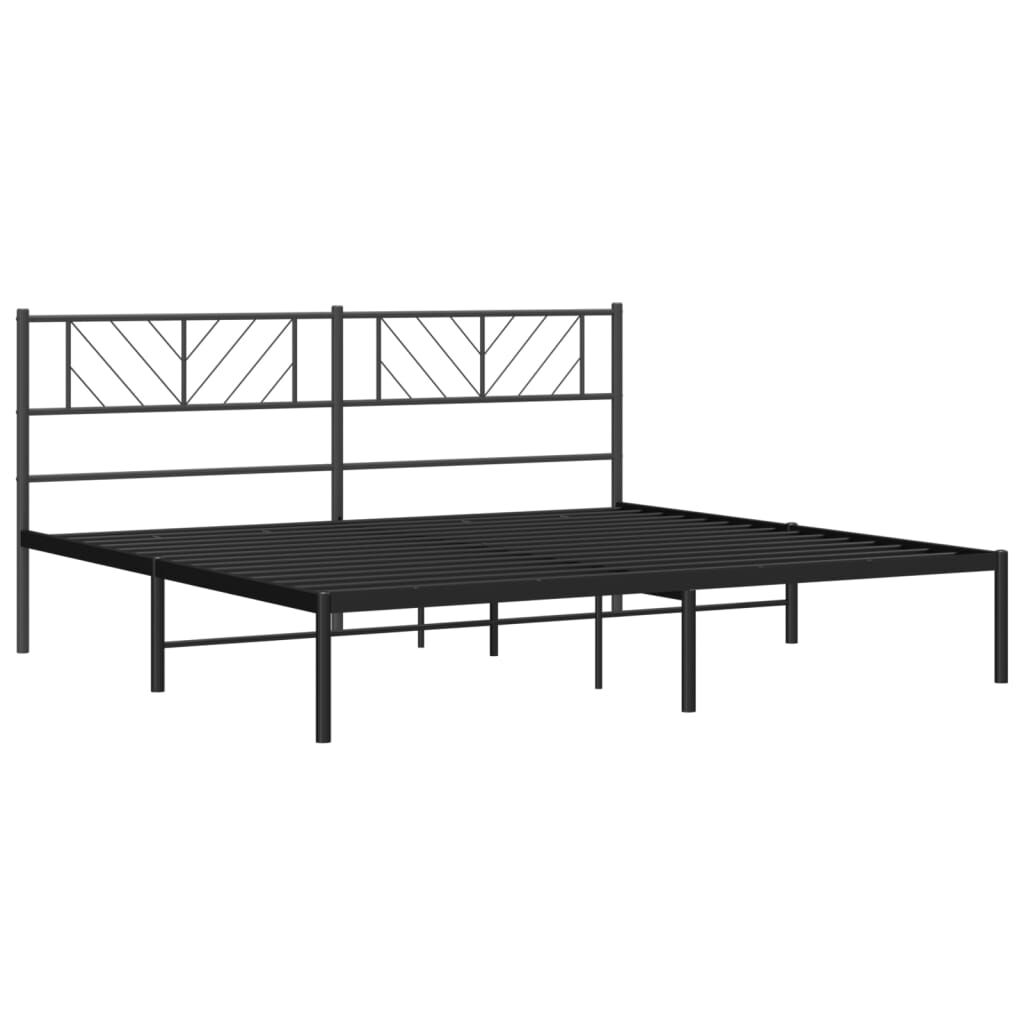 Metal Bed Frame without Mattress with Headboard Black 183x203 cm King Price