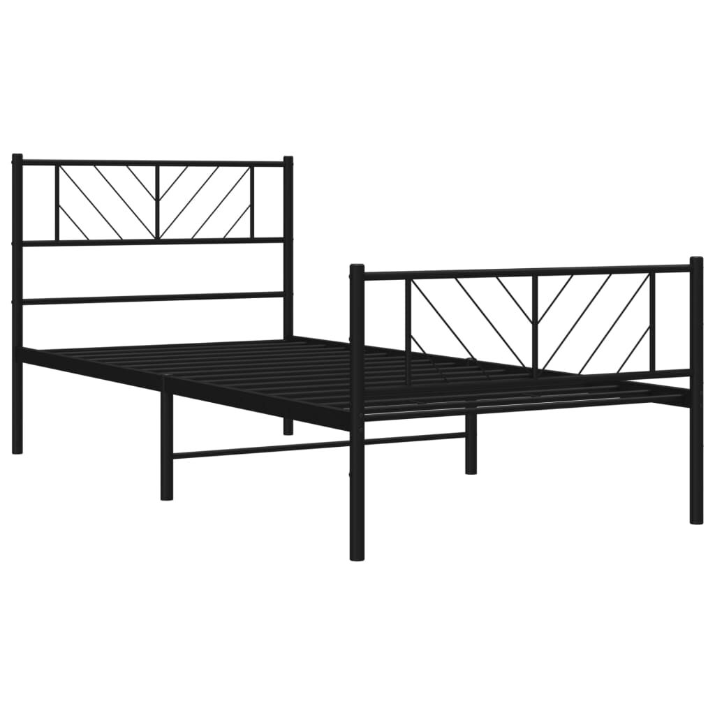 Metal Bed Frame without Mattress with Footboard Black 107x203 cm King Single Price