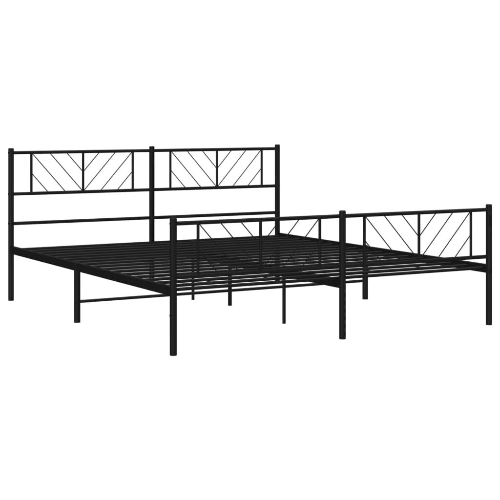 Metal Bed Frame without Mattress with Footboard Black 183x203 cm King Price