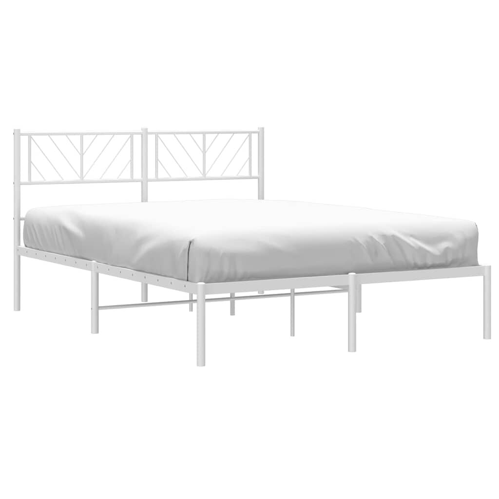 Metal Bed Frame without Mattress with Headboard White 150x200 cm Price