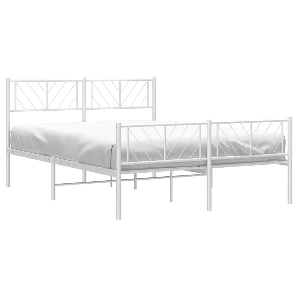 Metal Bed Frame without Mattress with Footboard White 150x200 cm Price