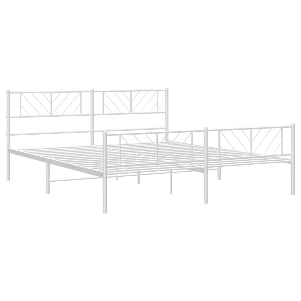 Metal Bed Frame without Mattress with Footboard White 183x203 cm King Price