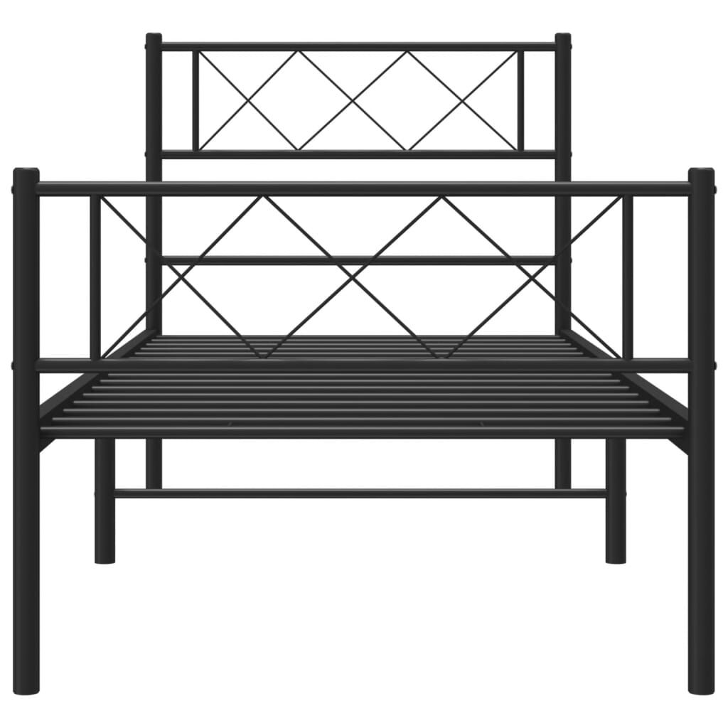 Metal Bed Frame without Mattress with Footboard Black 107x203 cm King Single Price