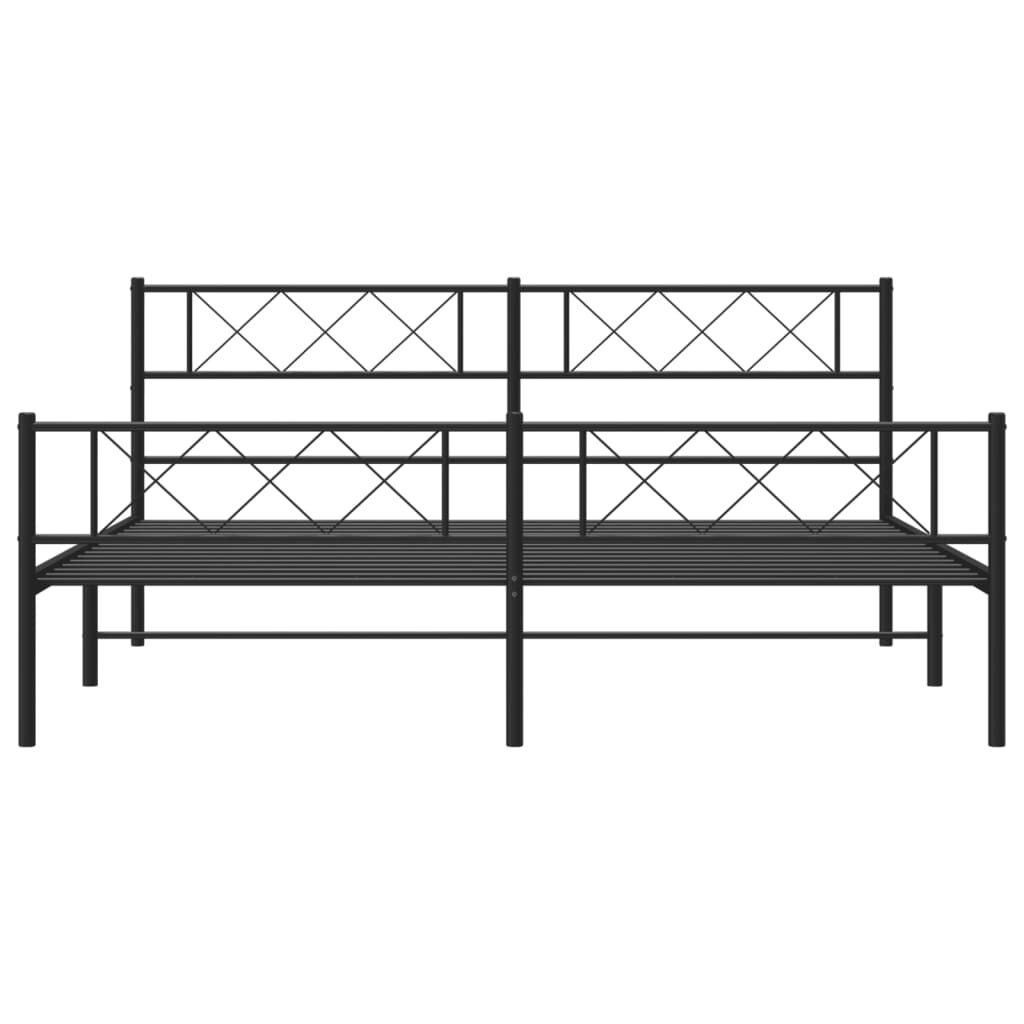 Metal Bed Frame without Mattress with Footboard Black 183x203 cm King Price