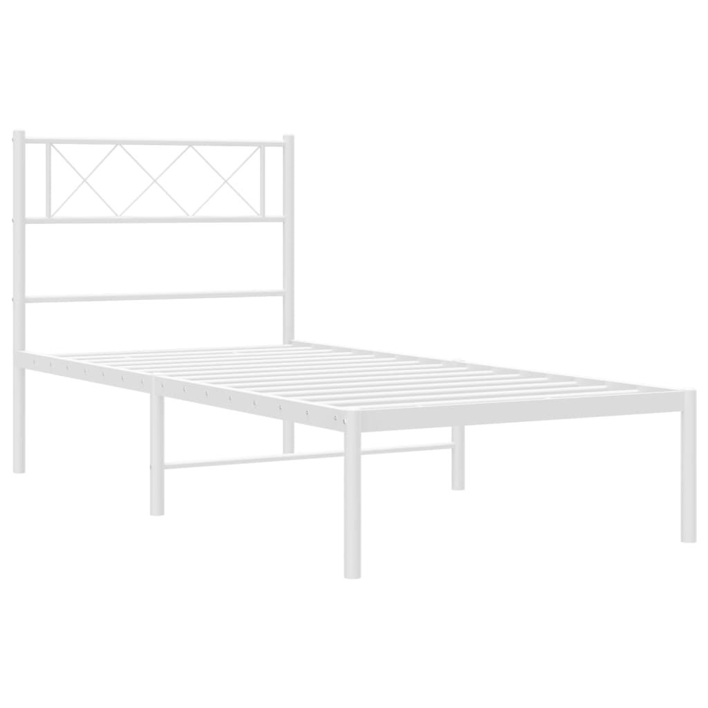 Metal Bed Frame without Mattress with Headboard White 107x203 cm King Single Price