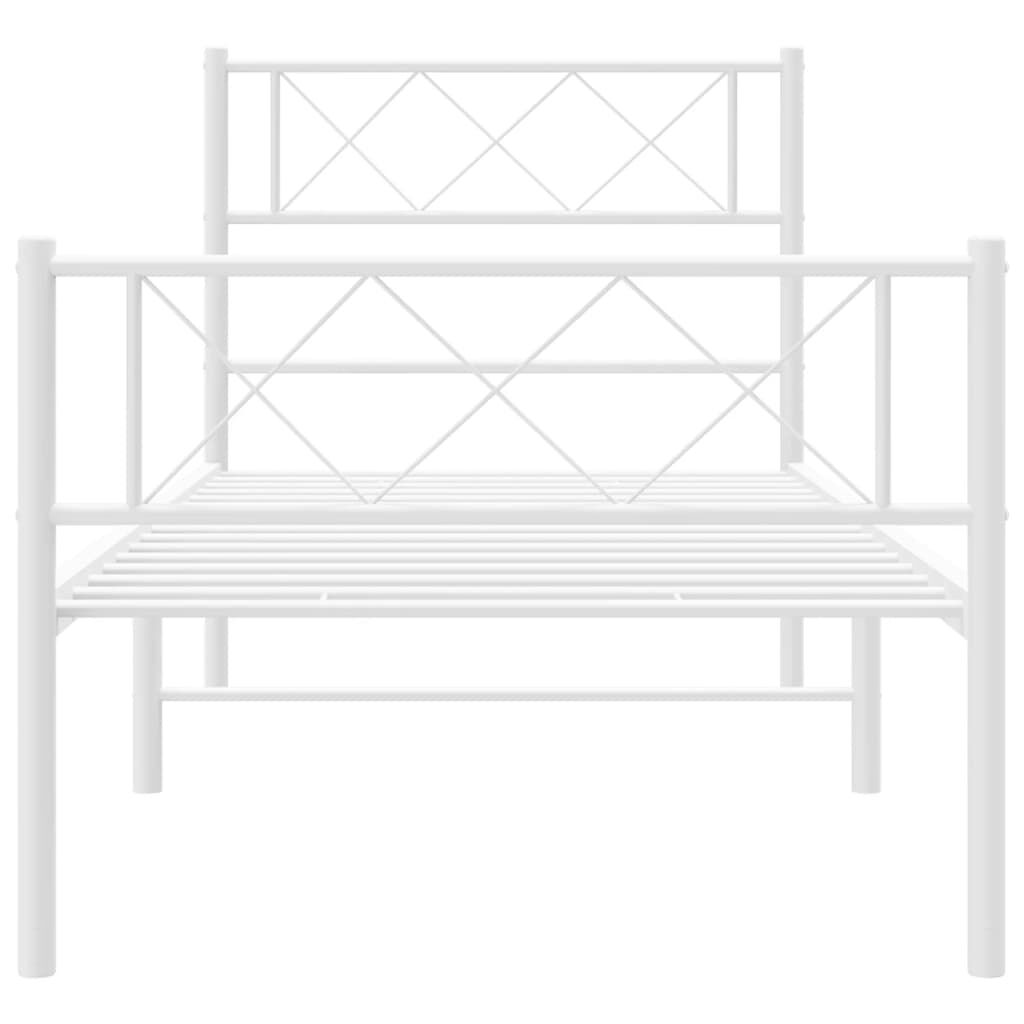 Metal Bed Frame without Mattress with Footboard White 90x190 cm Price