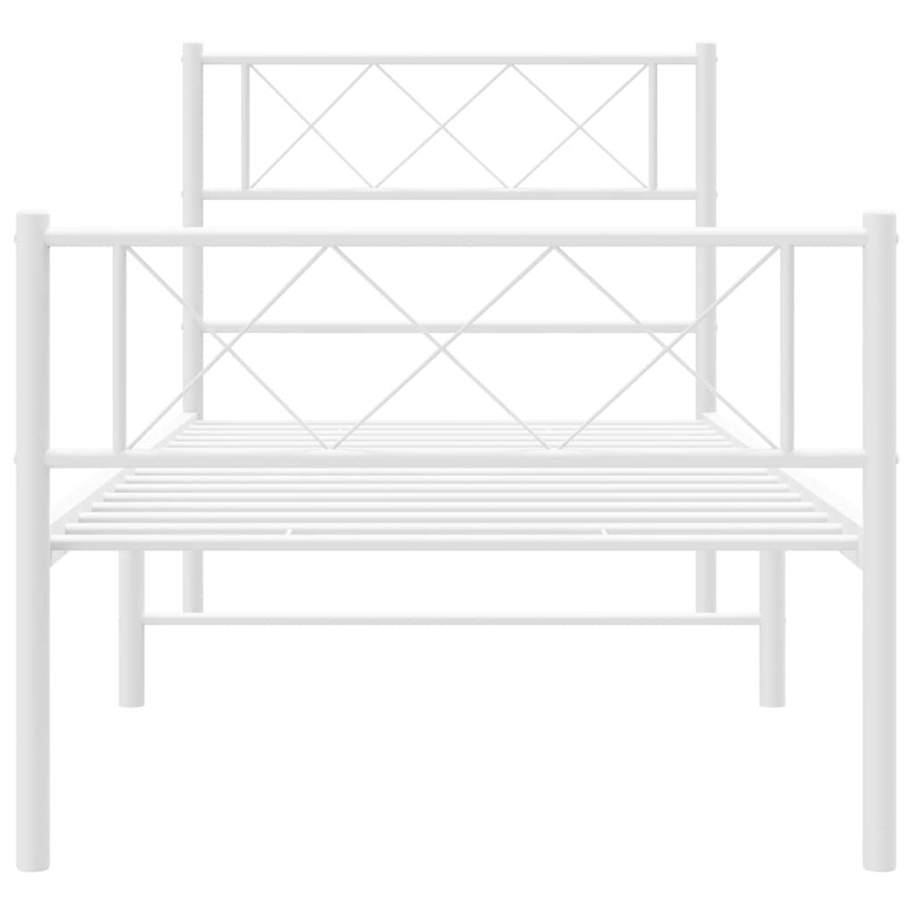 Metal Bed Frame without Mattress with Footboard White 107x203 cm King Single Price